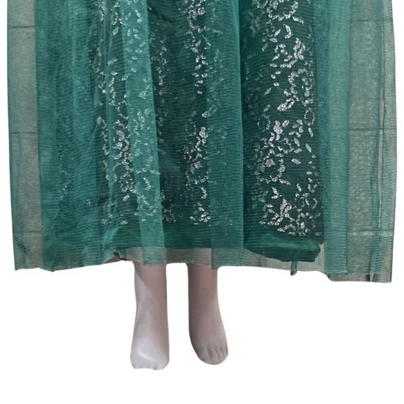 Dessy Collection Womens Size 2 V Neck Soft Tulle Hunter Green Evening Prom Dress - Picture 6 of 15